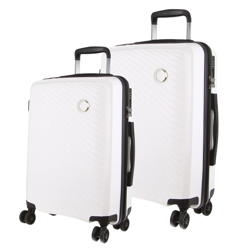 Load image into Gallery viewer, 2x Pierre Cardin Inspired Milleni Checked Luggage Bag  Medium &amp; Large - White
