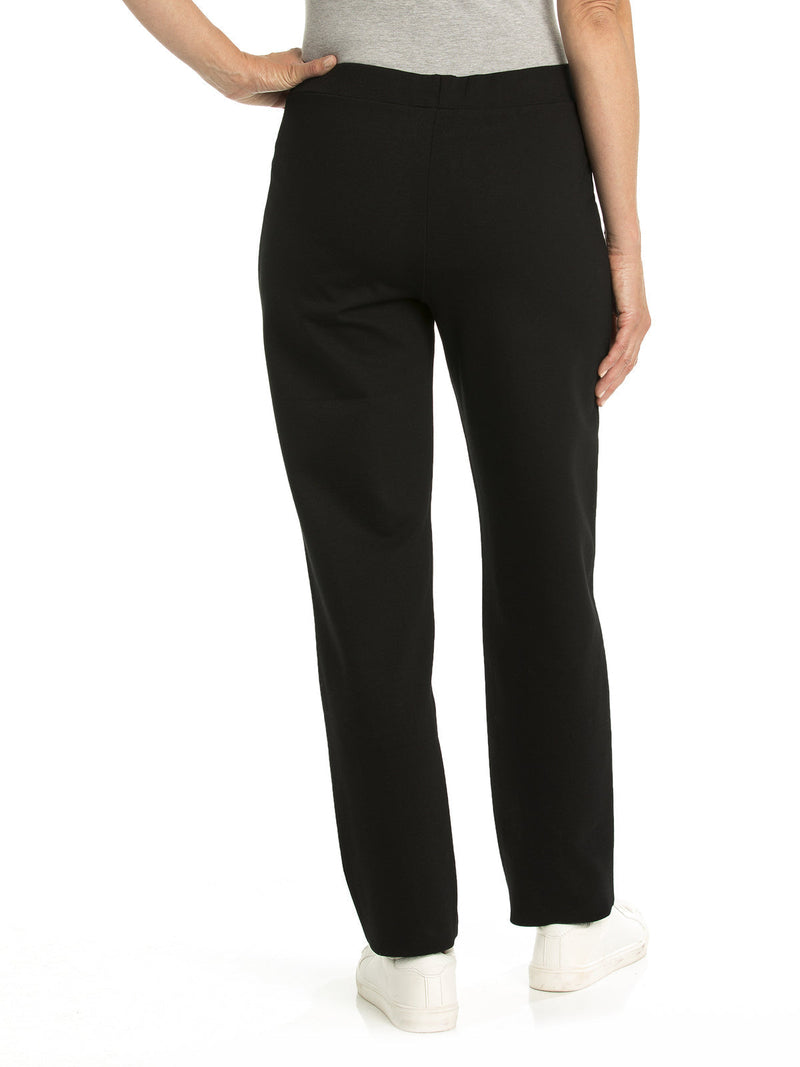 Load image into Gallery viewer, Women&#39;s Ponte Pants Straight Leg Stretch Elastic Waist Knit Warm Winter Ladies - Black-3
