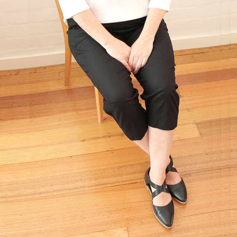 Load image into Gallery viewer, Idyl Womens Linen/Cotton Crop Wide Leg Pants Trousers Ladies Capri - Black-3
