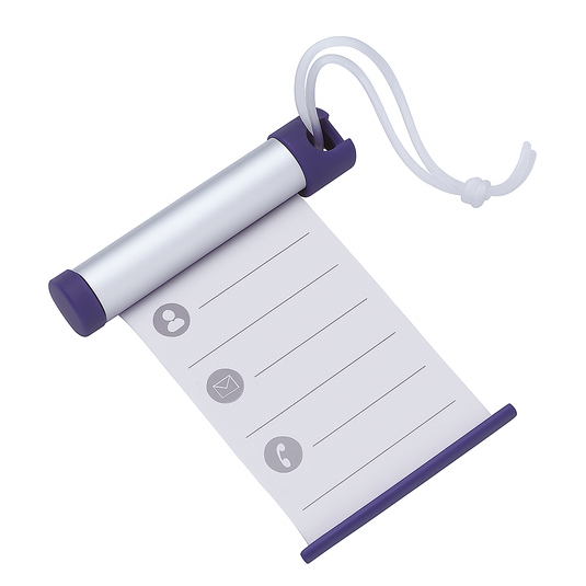 Funky Luggage Cylinder Tag Rollout Label for Address Details - Silver/Blue-1