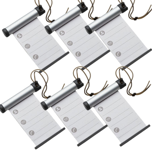 6x Funky Luggage Cylinder Tag Rollout Label for Address Details - Silver/Grey-1