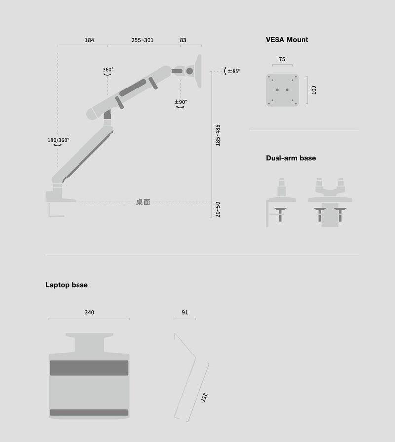 Load image into Gallery viewer, UFOU Kyber Monitor Arm Single Mount Bracket Heavy Duty Star Wars - White-4
