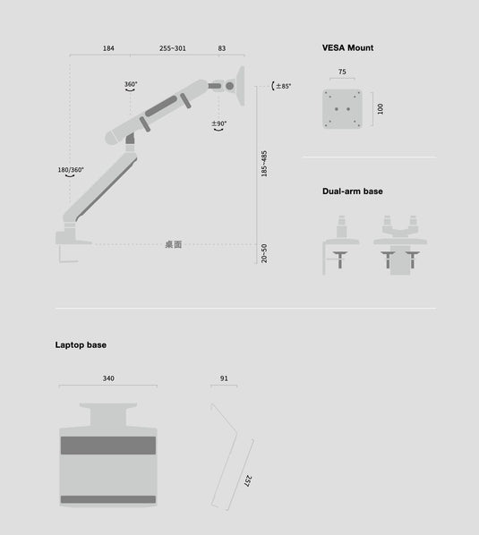 UFOU Kyber Monitor Arm Single Mount Bracket Heavy Duty Star Wars - White-4