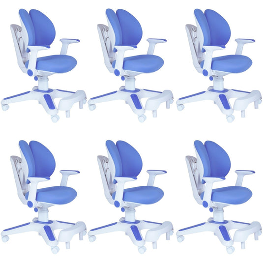 Ergonomic Children Kids Study Chair Set of 6 Height Adjustable - Blue-1
