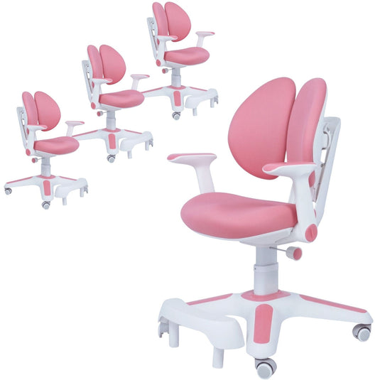 4x Ergonomic Children Kids Study Chairs Height Adjustable - Pink-1