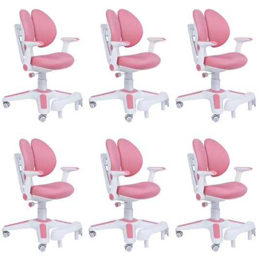 6x Ergonomic Children Kids Study Chairs Height Adjustable - Pink-0