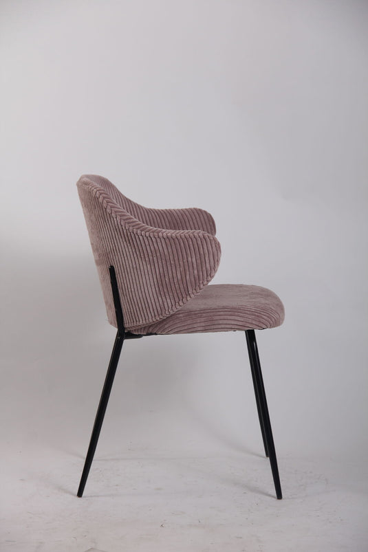 Set of 6 Dining Chairs with Corduroy Cord Fabric in Pink-3