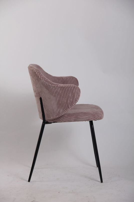 Set of 2 Dining Chairs with Corduroy Cord Fabric in Pink-3
