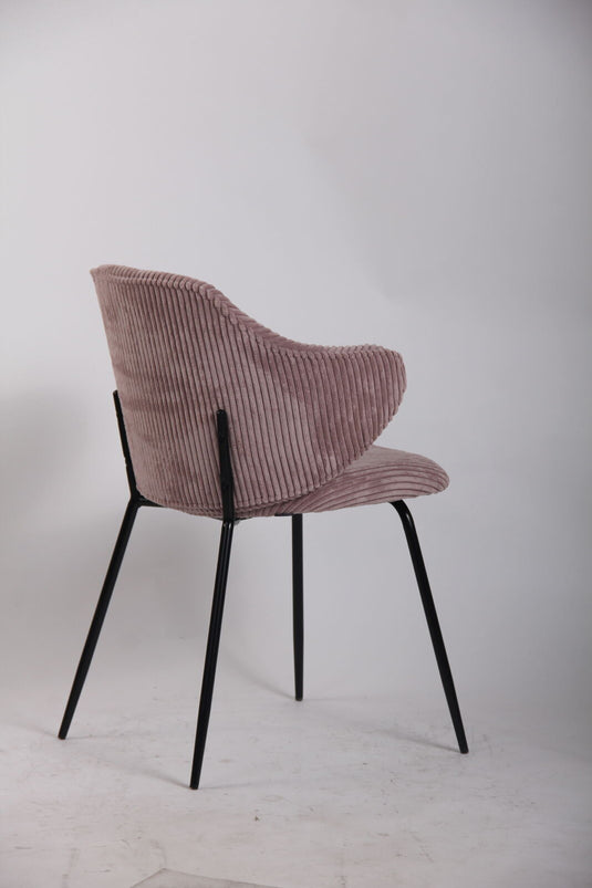 Set of 2 Dining Chairs with Corduroy Cord Fabric in Pink-4