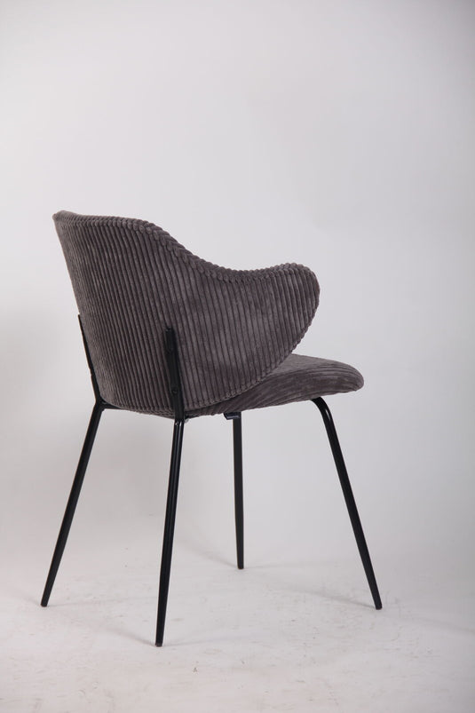 Set of 6 Dining Chairs with Corduroy Cord Fabric in Dark Grey Lincoln-4