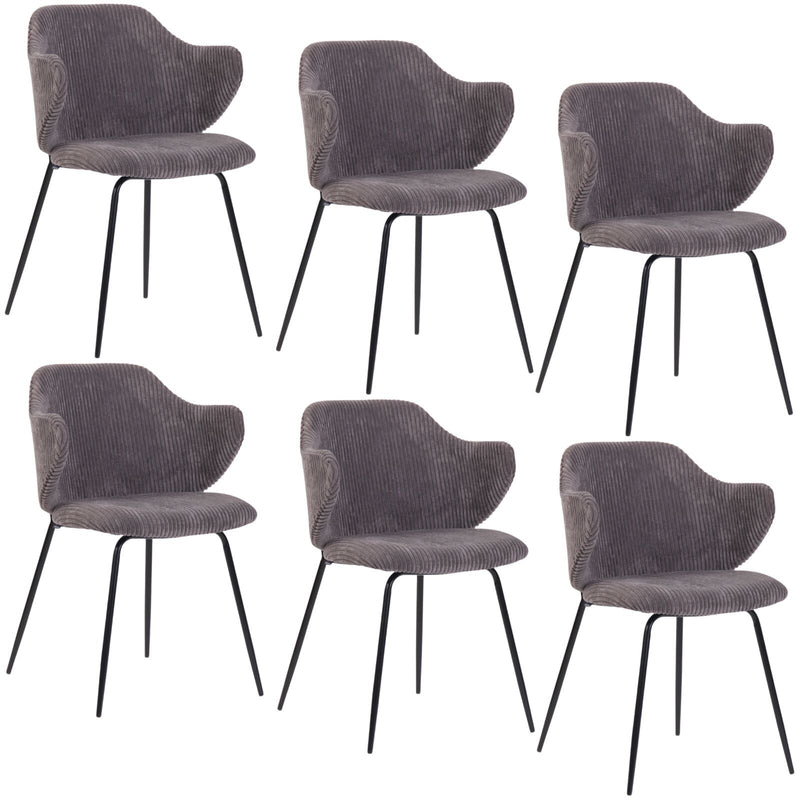 Load image into Gallery viewer, Set of 6 Dining Chairs with Corduroy Cord Fabric in Dark Grey Lincoln-0
