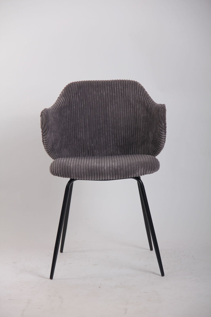 Load image into Gallery viewer, Set of 2 Corduroy Dining Chairs - Dark Grey-3
