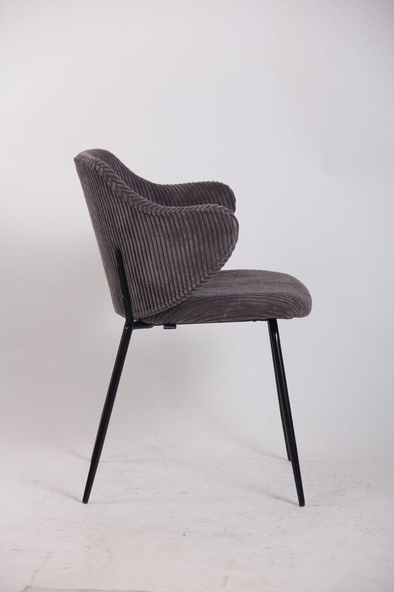 Load image into Gallery viewer, Set of 2 Corduroy Dining Chairs - Dark Grey-4
