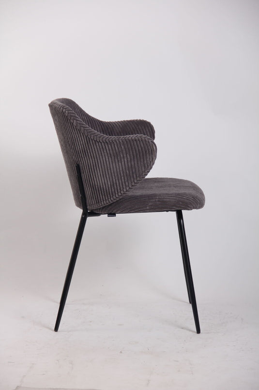 Set of 2 Corduroy Dining Chairs - Dark Grey-4