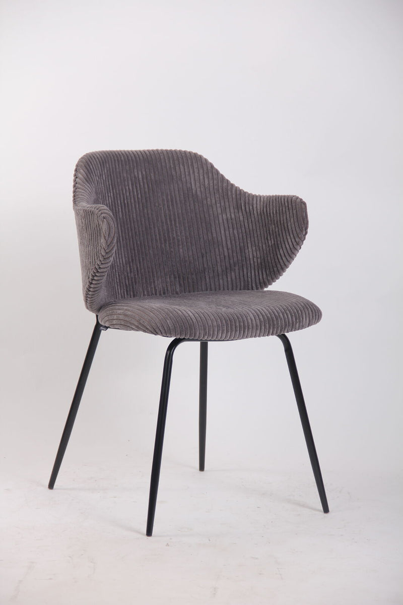 Load image into Gallery viewer, Set of 2 Corduroy Dining Chairs - Dark Grey-1
