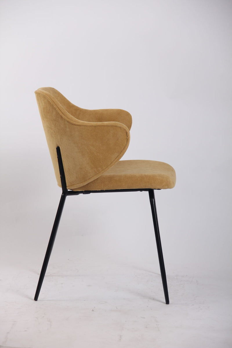 Load image into Gallery viewer, Set of 2 Dining Chairs Corduroy Cord Fabric with Metal Legs in Mustard Yellow-3
