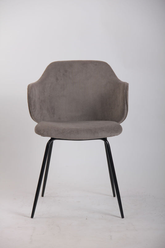 Set of 4 Dining Chairs with Corduroy Cord Fabric in Grey-2