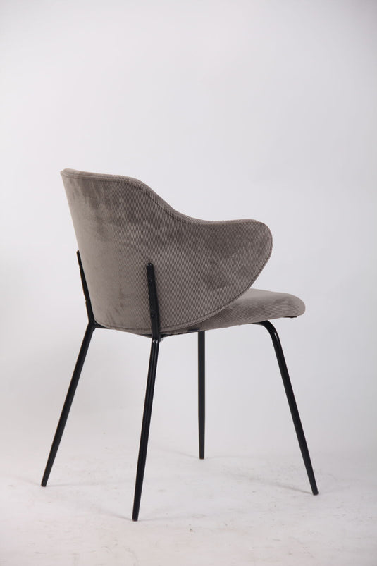 Set of 6 Corduroy Dining Chairs - Grey-4