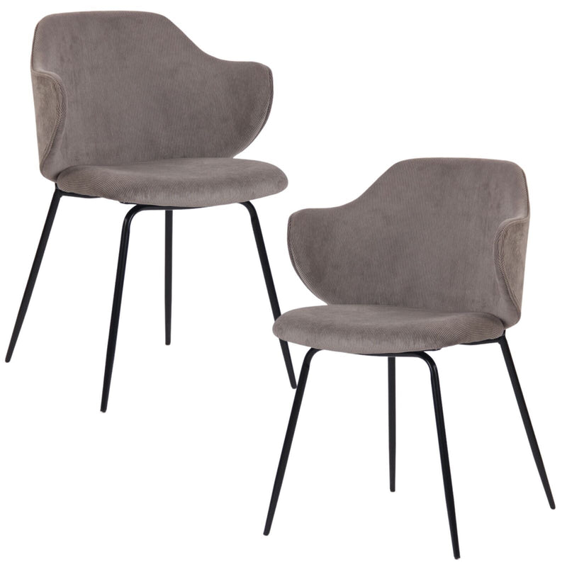 Load image into Gallery viewer, Set of 2 Dining Chairs with Corduroy Cord Fabric in Grey-1
