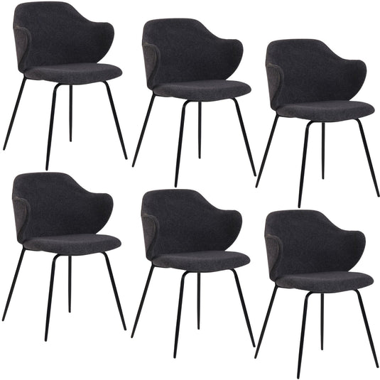 Set of 6 Dining Chairs in Graphite-0