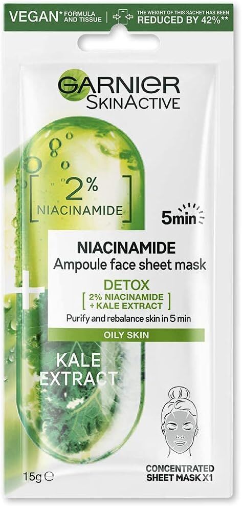 Garnier 15g Skin Active Ampoule Sheet Mask Kale/ Niacinamide-1