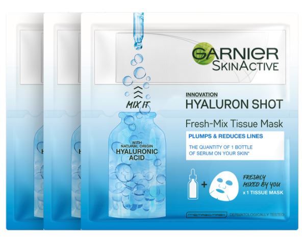 Load image into Gallery viewer, 3x Garnier 33g SkinActive Fresh Mix Tissue Mask Hyaluronic Shot Plumps &amp; Smoothen Skin-1
