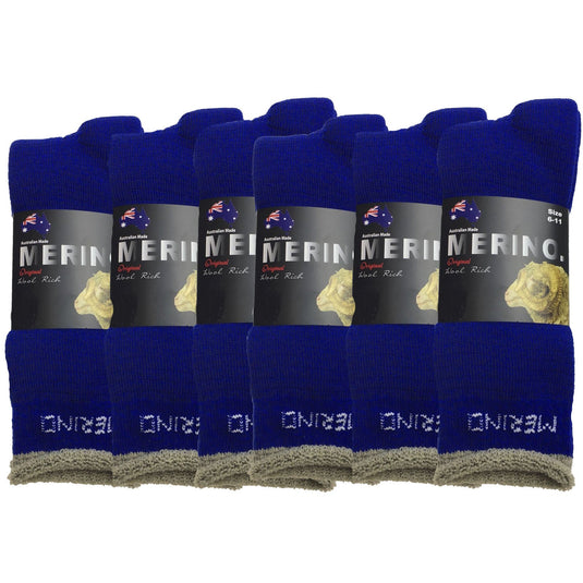 6 Pairs MERINO WOOL SOCKS Mens Heavy Duty Premium Thick Work Socks Cushion BULK-5