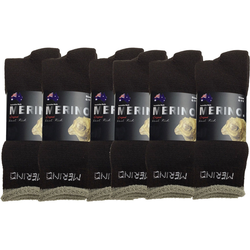 Load image into Gallery viewer, 6 Pairs MERINO WOOL SOCKS Mens Heavy Duty Premium Thick Work Socks Cushion BULK-6
