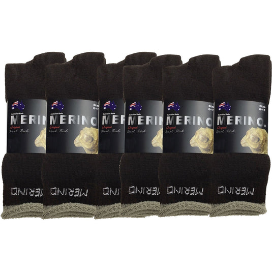 6 Pairs MERINO WOOL SOCKS Mens Heavy Duty Premium Thick Work Socks Cushion BULK-7