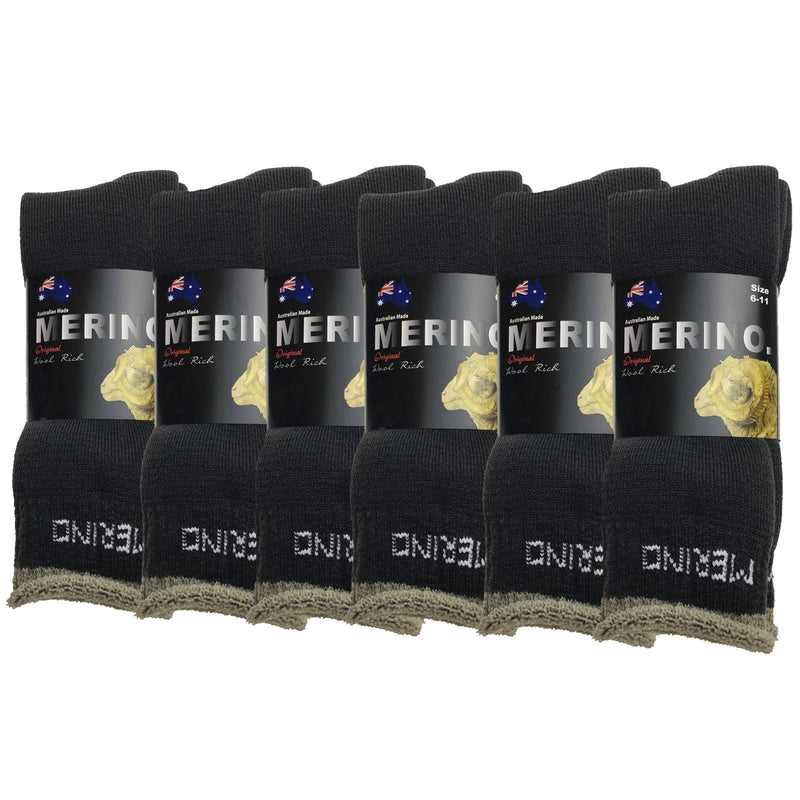Load image into Gallery viewer, 6 Pairs MERINO WOOL SOCKS Mens Heavy Duty Premium Thick Work Socks Cushion BULK-11
