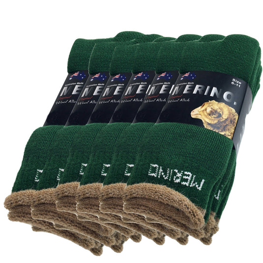 6 Pairs MERINO WOOL SOCKS Mens Heavy Duty Premium Thick Work Socks Cushion BULK-13