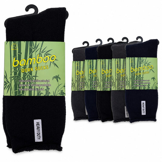 6 Pairs Mens Bamboo Rich Work Socks Thick Cushioned Anti Odour - Assorted-1