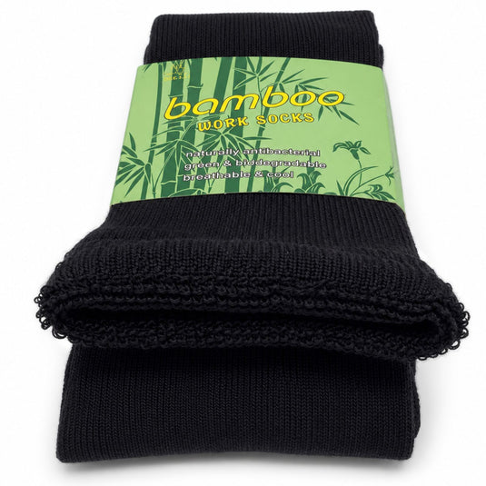 6 Pairs Mens Bamboo Rich Work Socks Thick Cushioned Anti Odour - Black-3