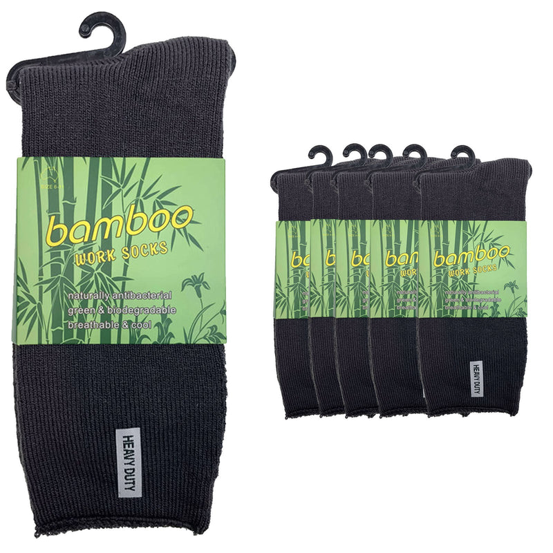 Load image into Gallery viewer, 6 Pairs Mens Bamboo Rich Work Socks Thick Cushioned Anti Odour - Charcoal Grey-4
