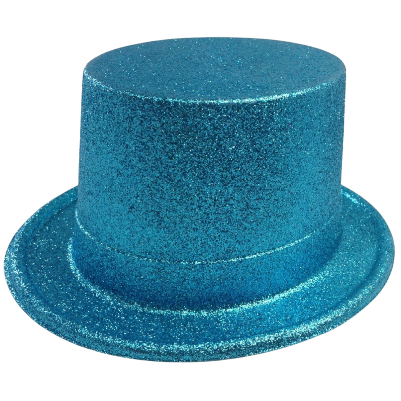 Load image into Gallery viewer, 6x GLITTER TOP HAT Fancy Party Plastic Costume Tall Cap Fun Dress Up BULK - Sky Blue-2
