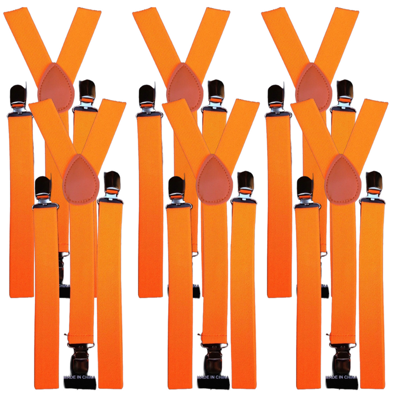 Load image into Gallery viewer, 6x Mens Suspenders Braces Adjustable Strong Clip On Elastic Formal Wedding BULK - Fluro Orange-1
