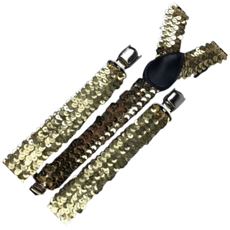 Load image into Gallery viewer, 6x Mens Suspenders Braces Adjustable Strong Clip On Elastic Formal Wedding BULK - Gold (Sequin)-2

