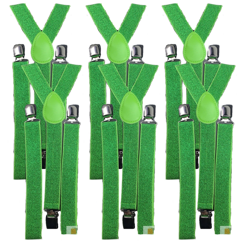 Load image into Gallery viewer, 6x Mens Suspenders Braces Adjustable Strong Clip On Elastic Formal Wedding BULK - Green (Glitter)-0
