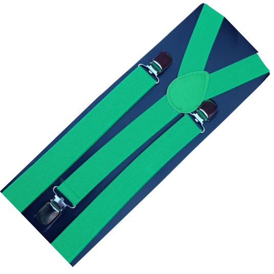 6x Mens Suspenders Braces Adjustable Strong Clip On Elastic Formal Wedding BULK - Green-2