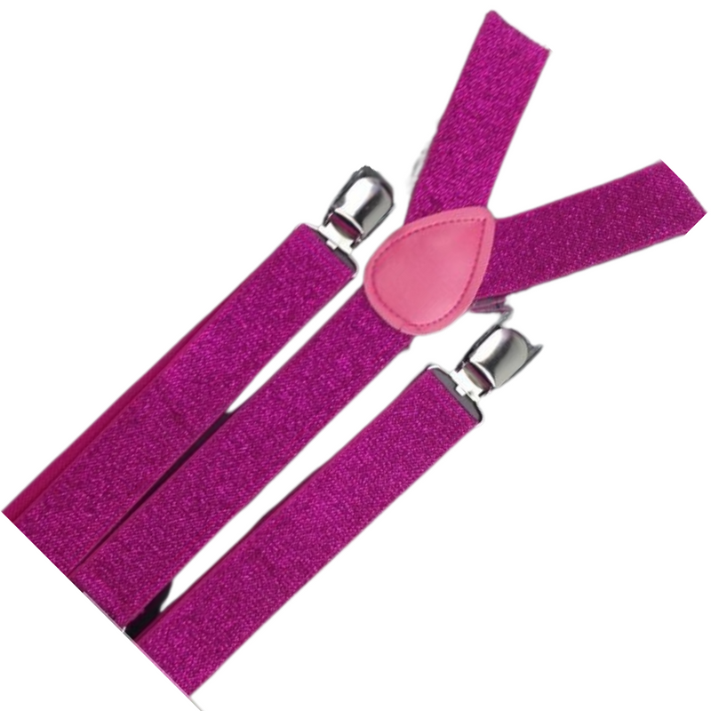 Load image into Gallery viewer, 6x Mens Suspenders Braces Adjustable Strong Clip On Elastic Formal Wedding BULK - Hot Pink (Glitter)-2
