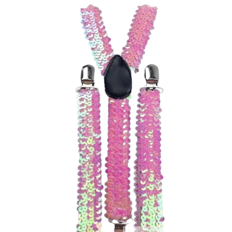 Load image into Gallery viewer, 6x Mens Suspenders Braces Adjustable Strong Clip On Elastic Formal Wedding BULK - Light Pink (Sequin)-2
