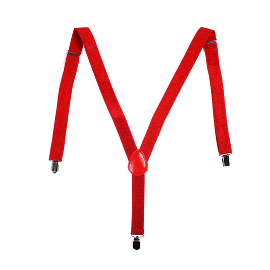 6x Mens Suspenders Braces Adjustable Strong Clip On Elastic Formal Wedding BULK - Red (Glitter)-3