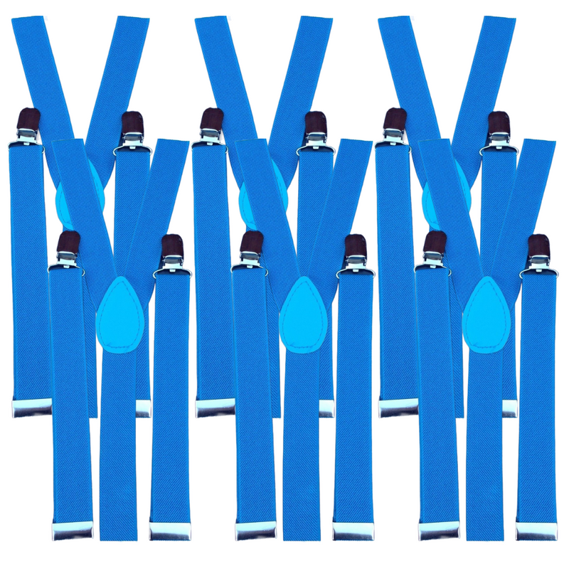 Load image into Gallery viewer, 6x Mens Suspenders Braces Adjustable Strong Clip On Elastic Formal Wedding BULK - Sky Blue-0
