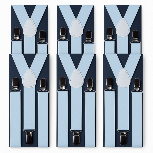 6x Mens Suspenders Braces Adjustable Strong Clip On Elastic Formal Wedding BULK - White-2