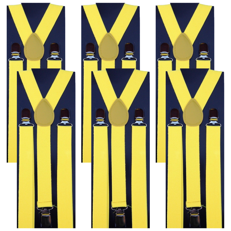 Load image into Gallery viewer, 6x Mens Suspenders Braces Adjustable Strong Clip On Elastic Formal Wedding BULK - Yellow-1
