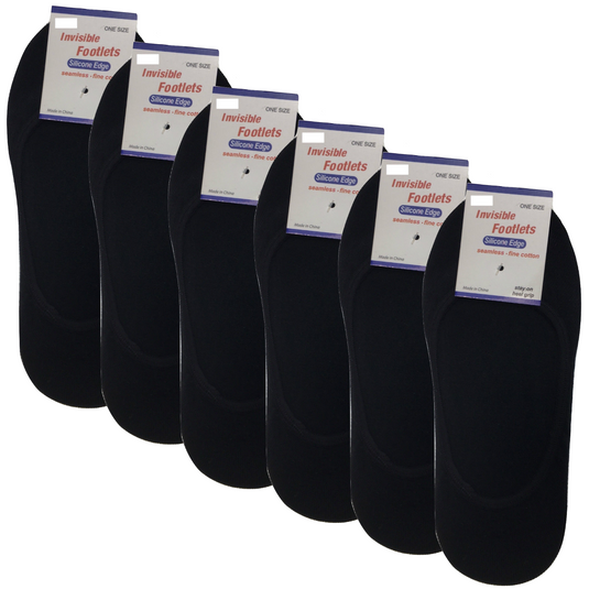 6x NO SHOW COTTON SOCKS Non Slip Heel Grip Low Cut Invisible Footlet Seamless-4