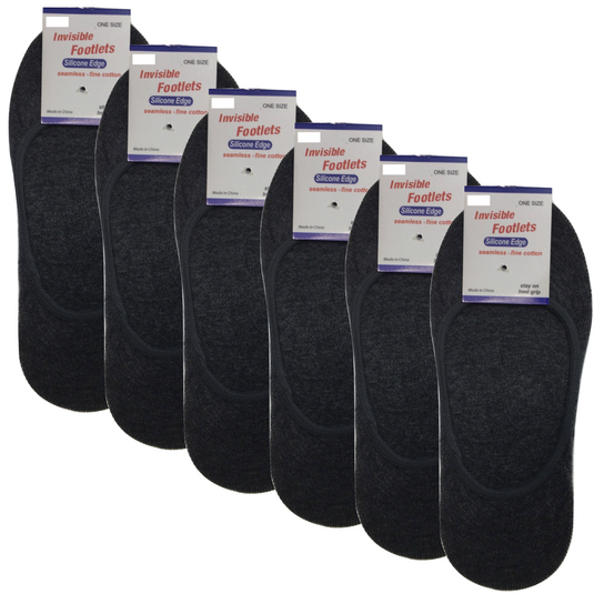 6x NO SHOW COTTON SOCKS Non Slip Heel Grip Low Cut Invisible Footlet Seamless-5