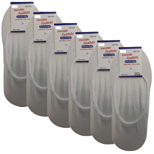 6x NO SHOW COTTON SOCKS Non Slip Heel Grip Low Cut Invisible Footlet Seamless-7