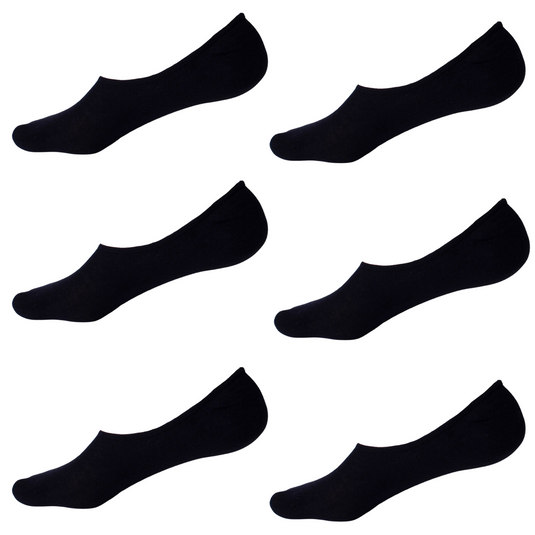 6x NO SHOW COTTON SOCKS Non Slip Heel Grip Low Cut Invisible Footlet Seamless-2