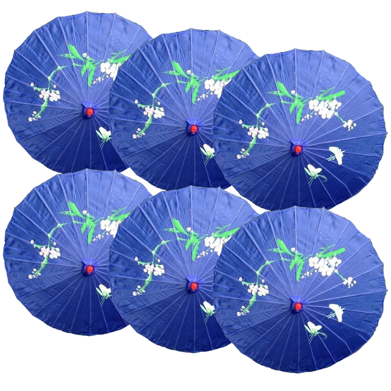 Load image into Gallery viewer, 6x PARASOL UMBRELLA Chinese Japanese Bamboo Flower Pattern 80cm Large BULK - Blue-1
